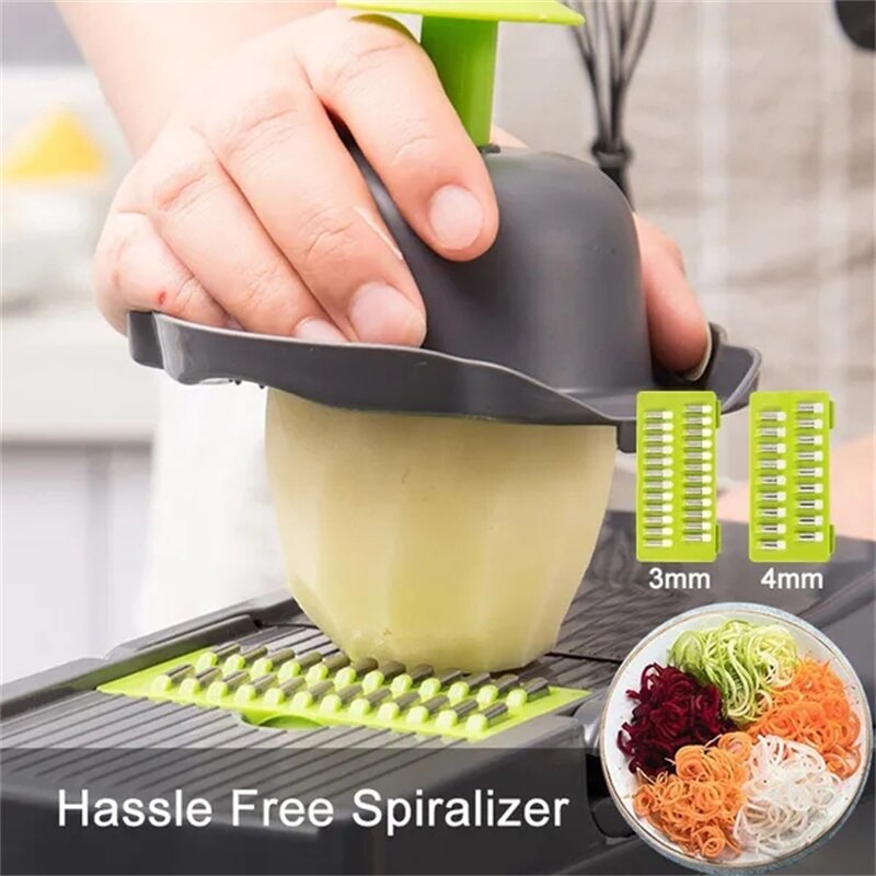 Vegetable Chopper 11-in-1 Veggie Choppers Spiralizer Vegetable Slicer Food Choppers with Container Fruit Dicer for Onion Potato