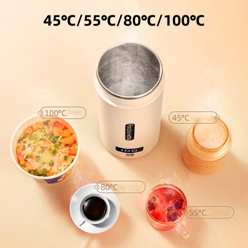 500ml Portable Electric Kettle Travel Boiling Water Cup Smart Heating Cup Temperature Control Kettle with Digital Display 220V