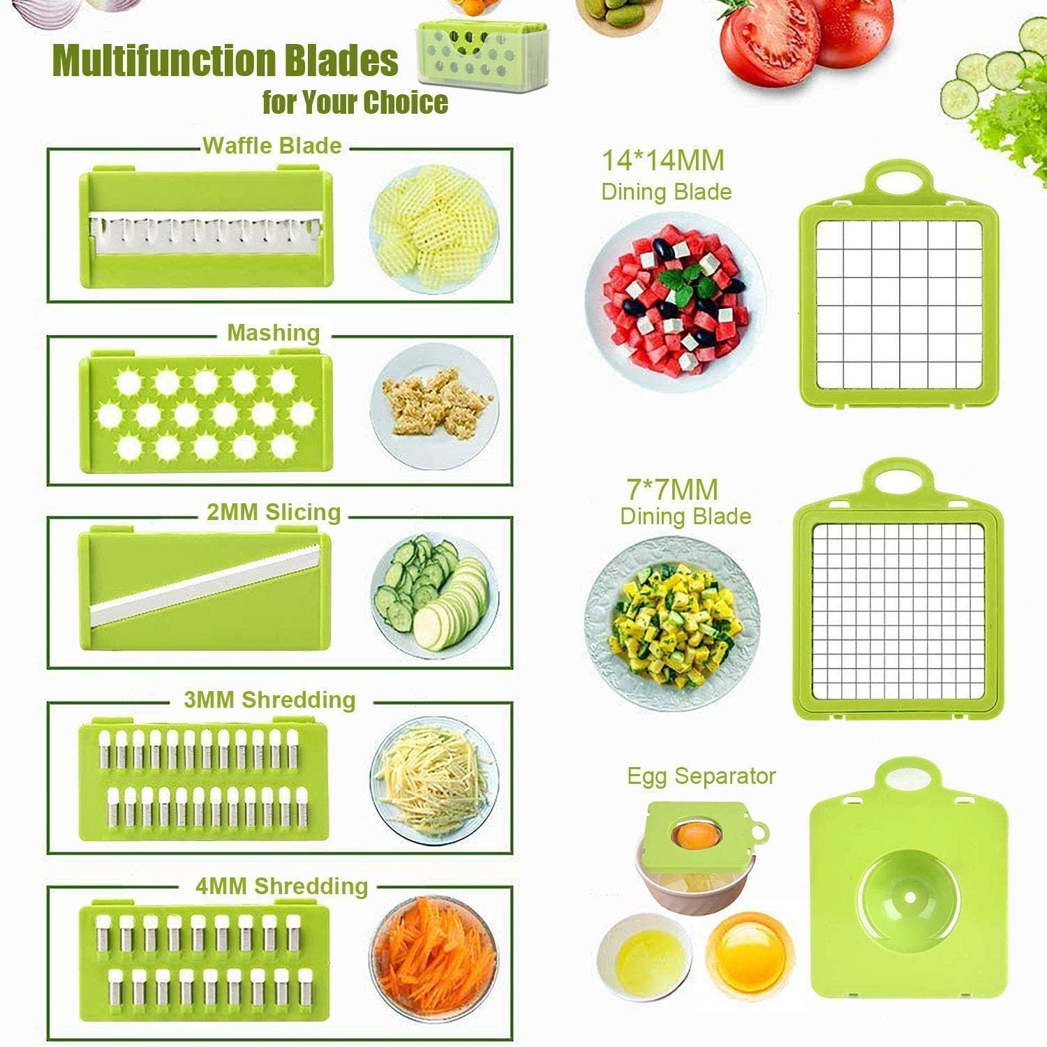 12 in 1 Veggie Chopper Food Chopper Vegetable-Fruit-Cheese-Onion Chopper  Slicer Dicer Tomato Cutter Grater Kitchen gadget sets