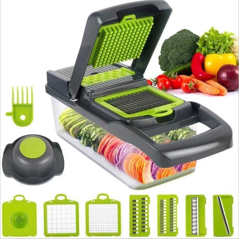 Vegetable Chopper 11-in-1 Veggie Choppers Spiralizer Vegetable Slicer Food Choppers with Container Fruit Dicer for Onion Potato